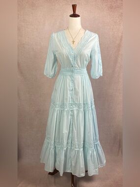 April Cornell, Seashore Dress, XS, Brand New, Aqua Blue, 100% Cotton